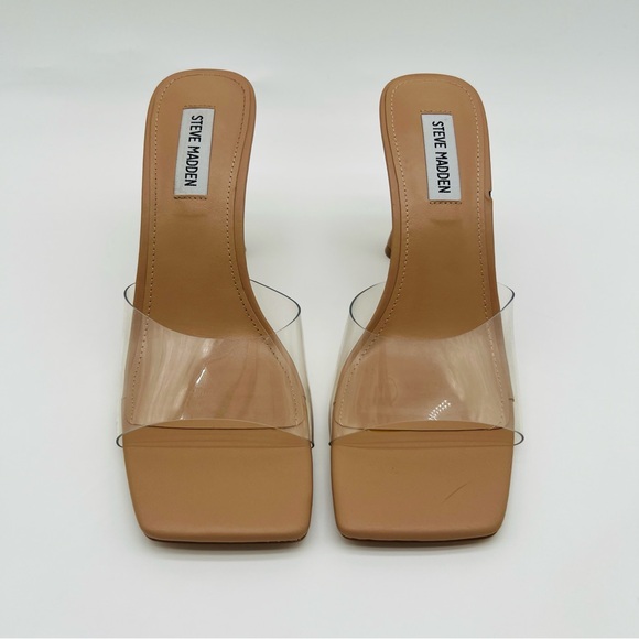 STEVE MADDEN Women's Elated Slide Sandal Tan Lucite - Picture 3 of 11